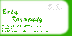 bela kormendy business card