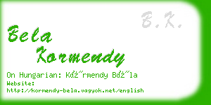 bela kormendy business card